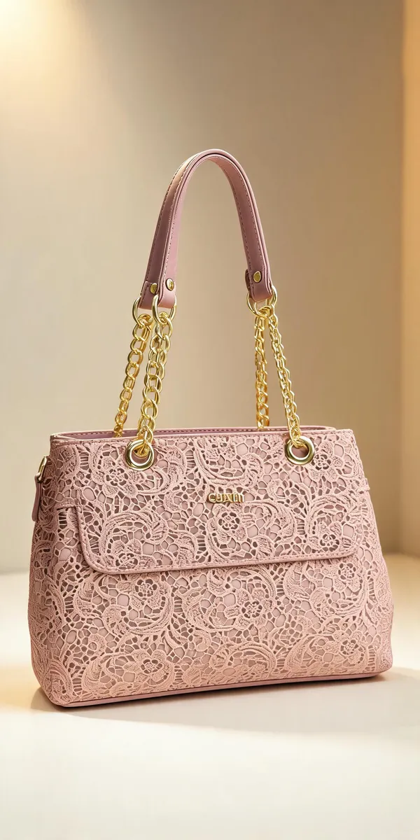 Pink_Textured_Chain_Handle_Tote_Handbag_for_Women