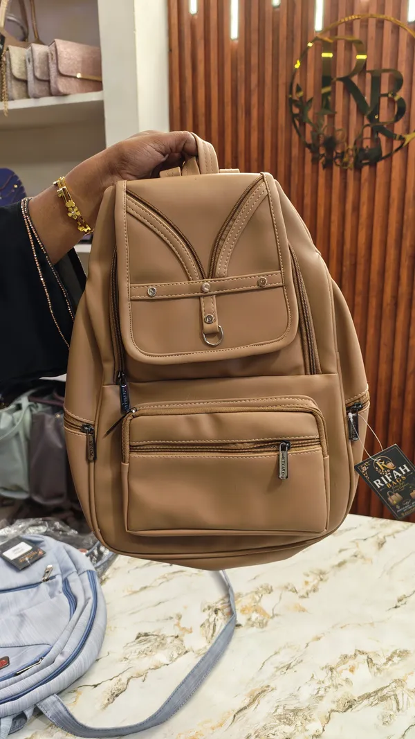 Tan_Faux_Leather_Casual_Backpack_for_Women