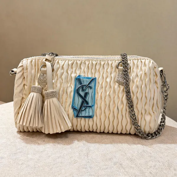 Cream_Textured_Chain_Handle_Handbag_for_Women