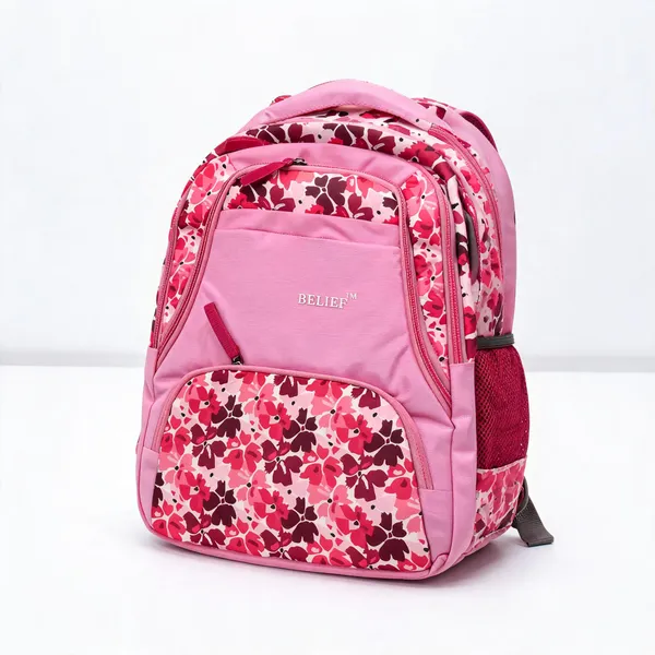 Pink_Floral_Print_Backpack_For_Girls