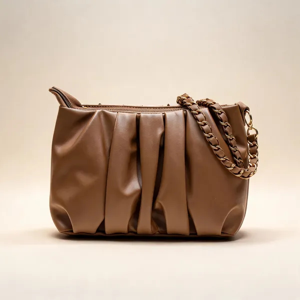 Brown_Leather-Look_Pleated_Shoulder_Bag_for_Women