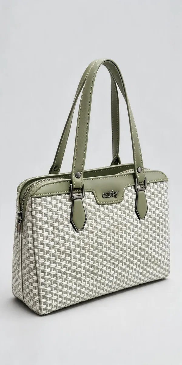 Green_Woven_Structured_Handbag_for_Women