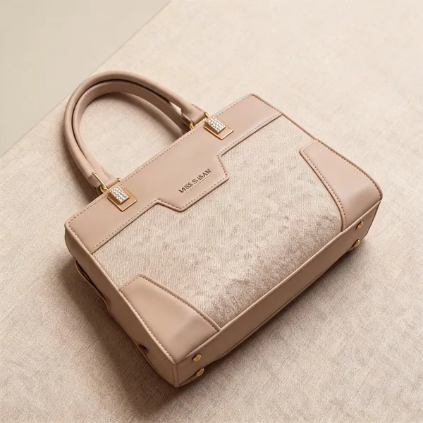Beige_Textured_Structured_Tote_Handbag_for_Women