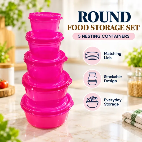 Pink_Plastic_Food_Storage_Container_Set_For_Home_And_Kitchen_Pack_Of_5