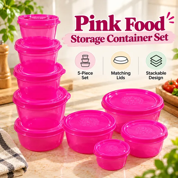 Pink_Plastic_Food_Storage_Container_Set_For_Home_And_Kitchen_Pack_Of_5