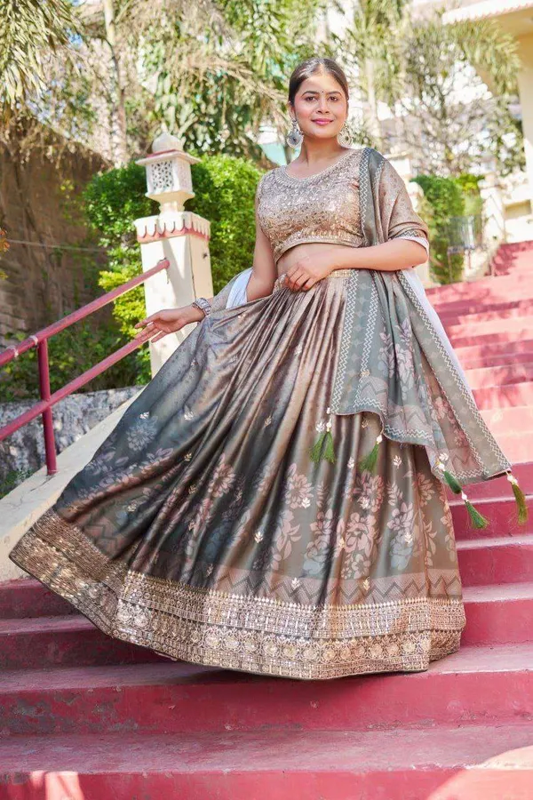 Greyish_Maslin_Sarting_Lehenga_Choli_With_Golden_Blouse_Digital_Print_Embroidery_Work_Wedding_Festive_Wear