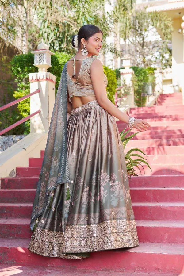 Greyish_Maslin_Sarting_Lehenga_Choli_With_Golden_Blouse_Digital_Print_Embroidery_Work_Wedding_Festive_Wear
