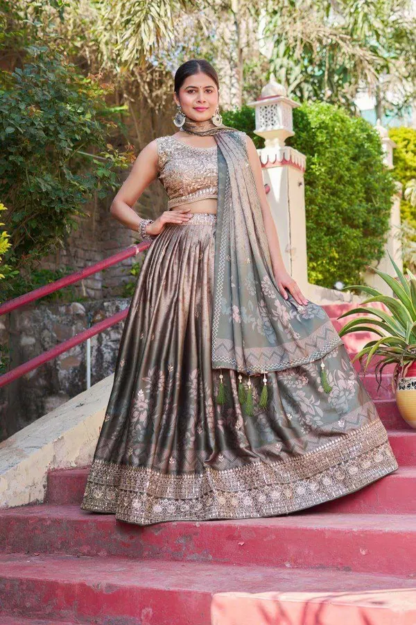 Greyish_Maslin_Sarting_Lehenga_Choli_With_Golden_Blouse_Digital_Print_Embroidery_Work_Wedding_Festive_Wear