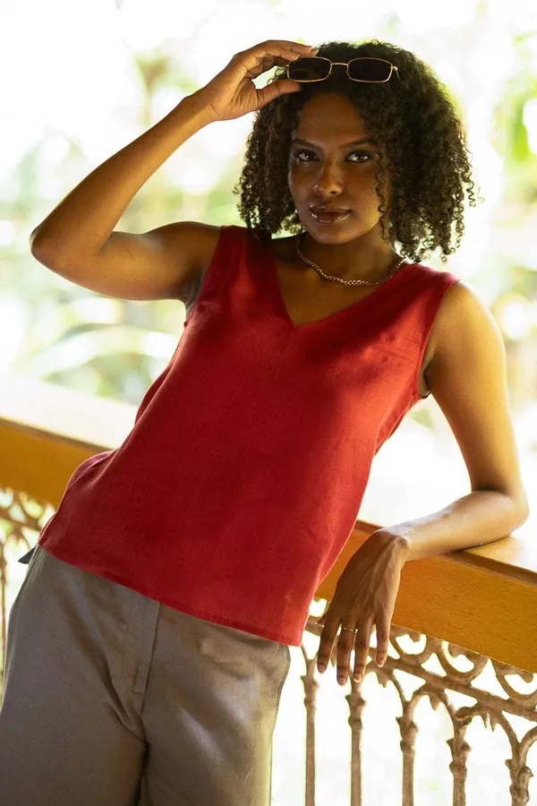 Women_S_Cotton_Solid_V_Neck_Sleeveless_2_Piece_Outfit_Loose_Tank_Top_And_Wide_Leg_Palazzo_Pants_Sets_Cord_Set_Maroon_Brown