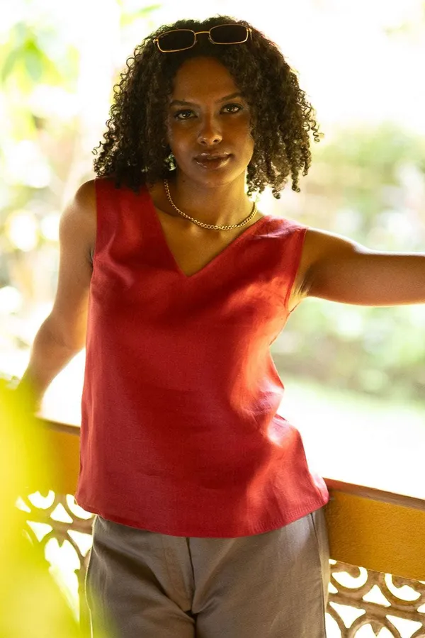 Women_S_Cotton_Solid_V_Neck_Sleeveless_2_Piece_Outfit_Loose_Tank_Top_And_Wide_Leg_Palazzo_Pants_Sets_Cord_Set_Maroon_Brown