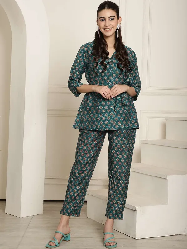Women_S_Pure_Cotton_Printed_Collared_Top_And_Pant_Co_Ord_Set