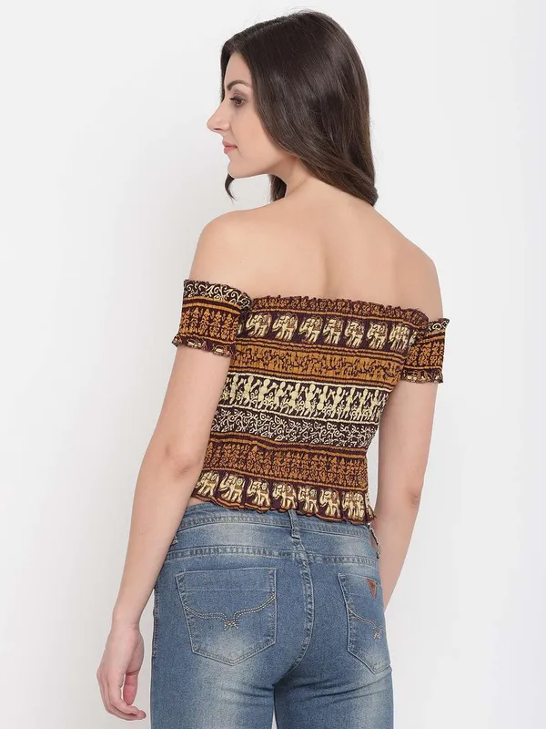Women_S_Rayon_Printed_Off_Shoulder_Smocked_Crop_Top_Short_Sleeve_Casual_Styles_Tank_Top_Free_Size_Multi5