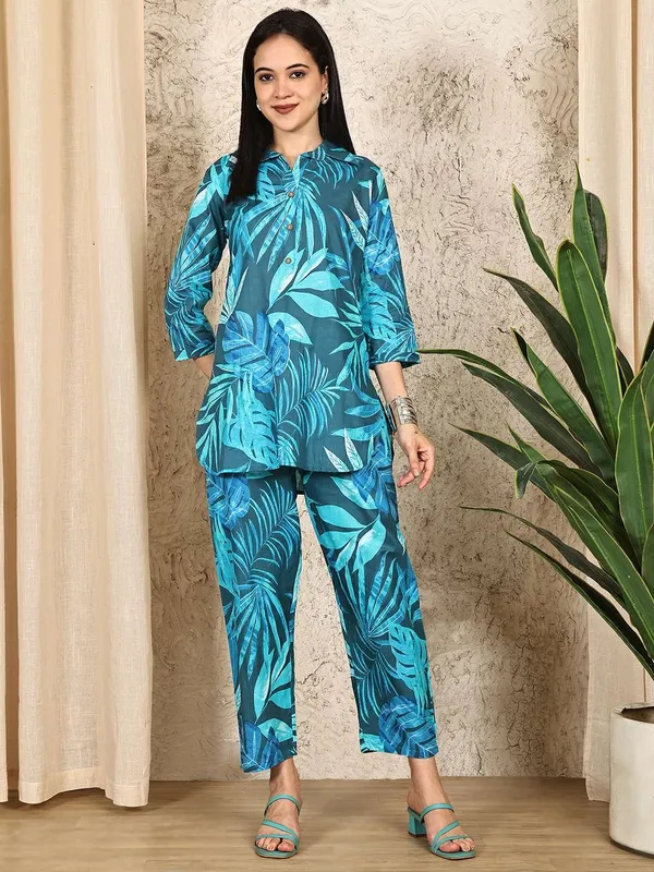 Women_S_Pure_Cotton_Printed_Collared_Top_And_Pant_Co_Ord_Set_Multti_Color2