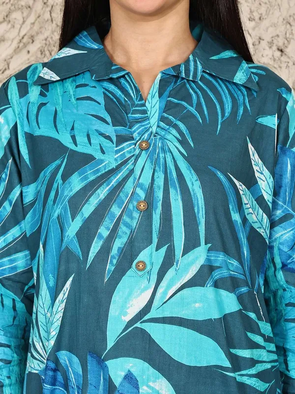 Women_S_Pure_Cotton_Printed_Collared_Top_And_Pant_Co_Ord_Set_Multti_Color2
