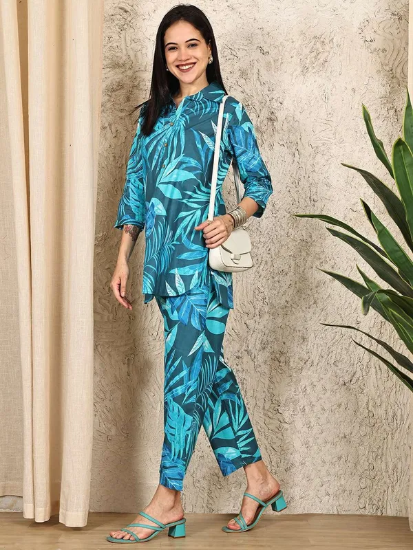 Women_S_Pure_Cotton_Printed_Collared_Top_And_Pant_Co_Ord_Set_Multti_Color2
