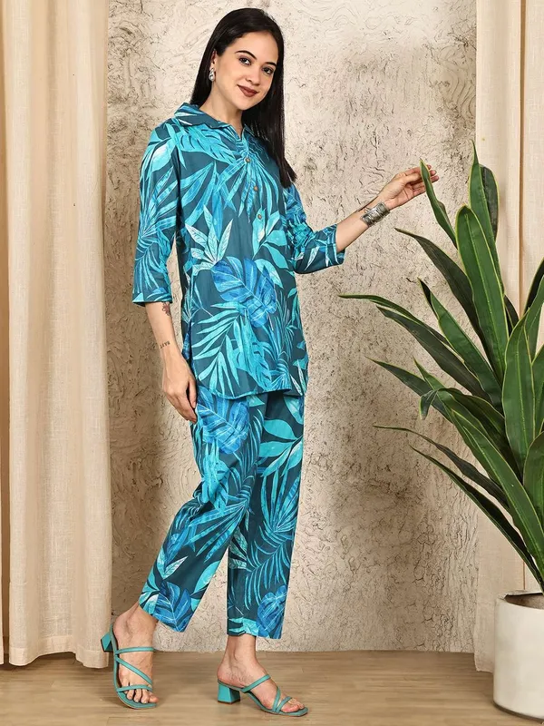 Women_S_Pure_Cotton_Printed_Collared_Top_And_Pant_Co_Ord_Set_Multti_Color2