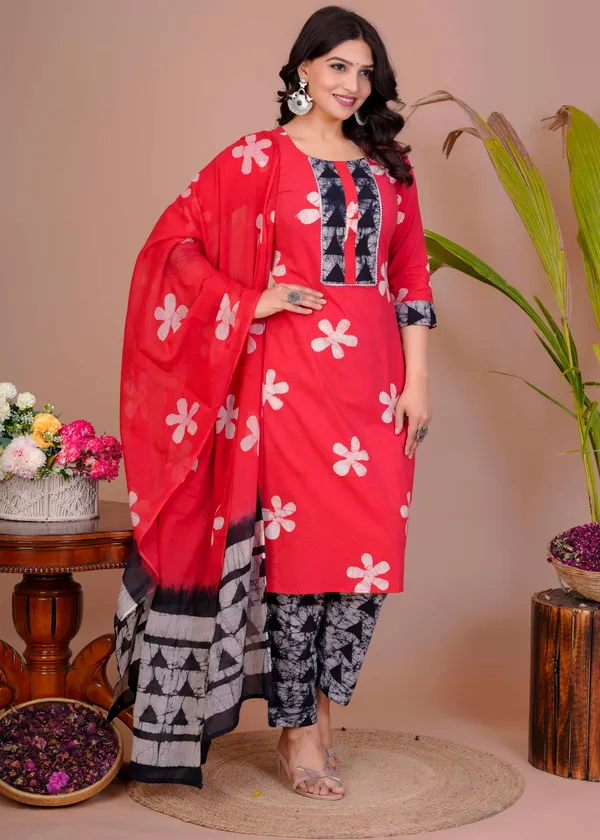 Women_S_Red_Cotton_Printed_Straight_Kurti_With_Pant_Dupatta_Set