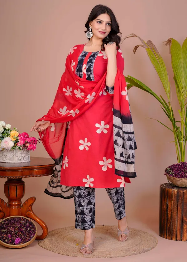 Women_S_Red_Cotton_Printed_Straight_Kurti_With_Pant_Dupatta_Set
