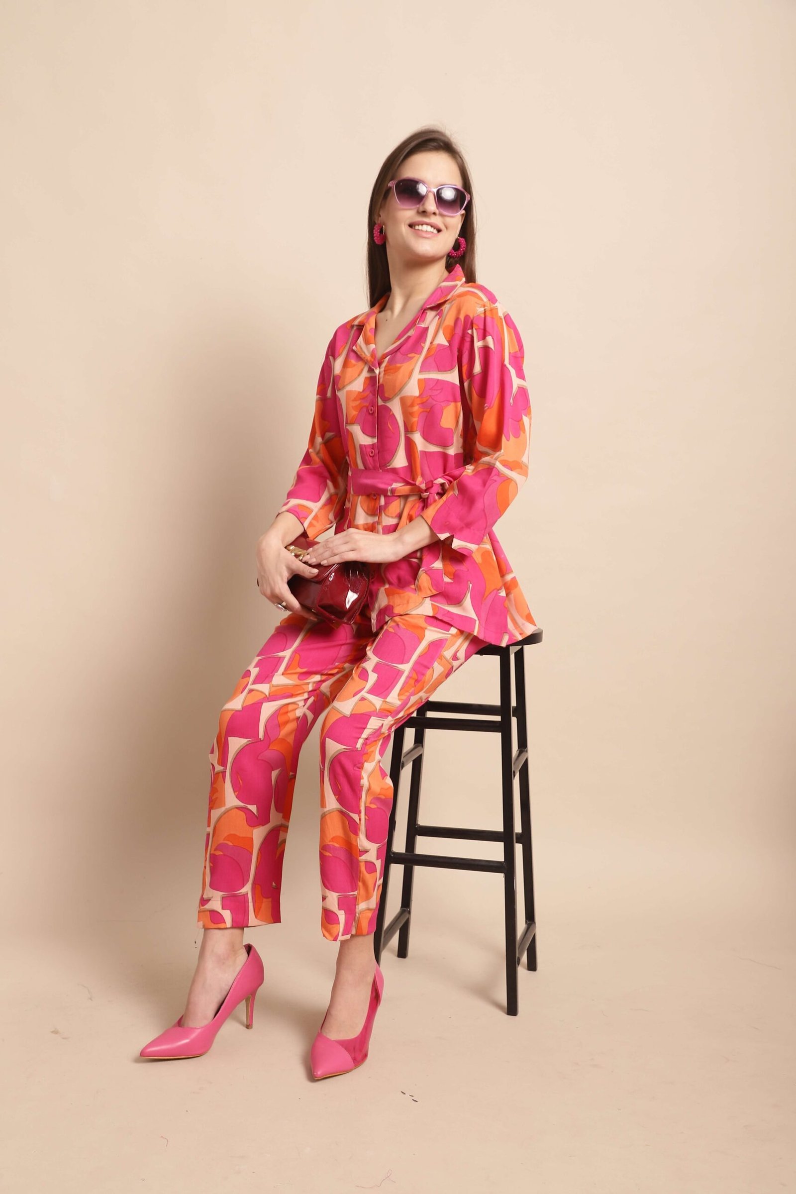 Women_S_Pure_Cotton_Printed_Collared_Top_And_Pant_Co_Ord_Set_Pink