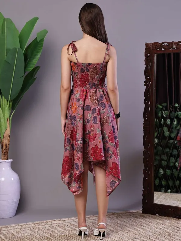 Women_S_Maroon_Floral_Printed_Cotton_Handkerchief_Hem_Midi_Dress