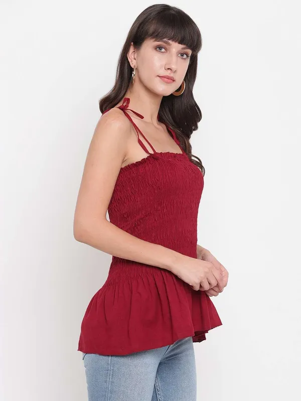 Women_S_Rayon_Solid_Casual_Summer_Style_Tie_Shoulder_Straps_Free_Size_Tank_Top_Maroon