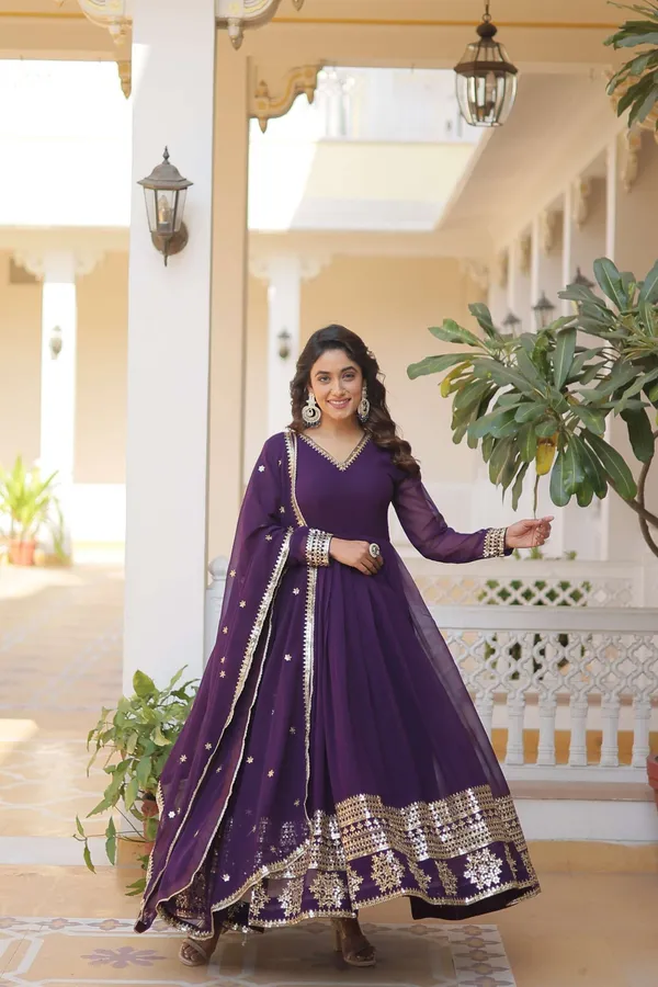 Purple_Faux_Blooming_Gown_With_Sequined_Dupatta_Elegant_Fully_Flared_Party_Wedding_Set