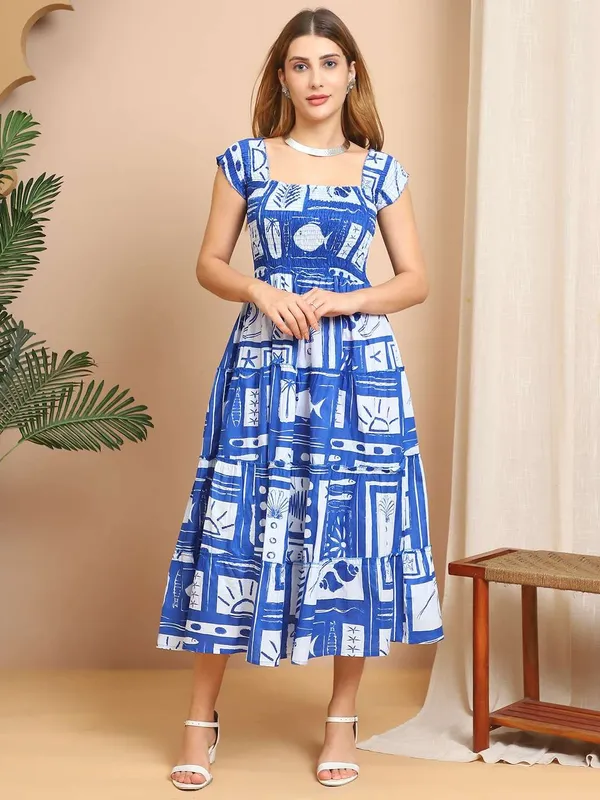 Women_S_Viscos_Rayon_Printed_Off_Shoulder_Midi_Dress_For_Summer_And_Casual_Wear_Blue_White