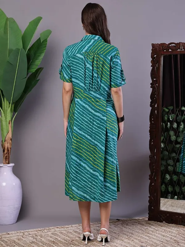 Women_S_Eal_Green_Striped_Cotton_Midi_Shirt_Dress