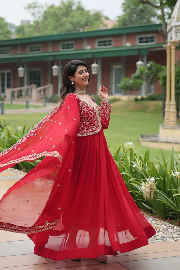 Red_Faux_Blooming_Sequins_Zari_Embroidered_Gown_With_Matching_Dupatta