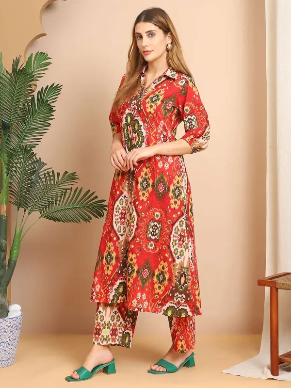 Women_S_Pure_Cotton_Printed_Collared_Top_And_Pant_Co_Ord_Set_Multti_Color4