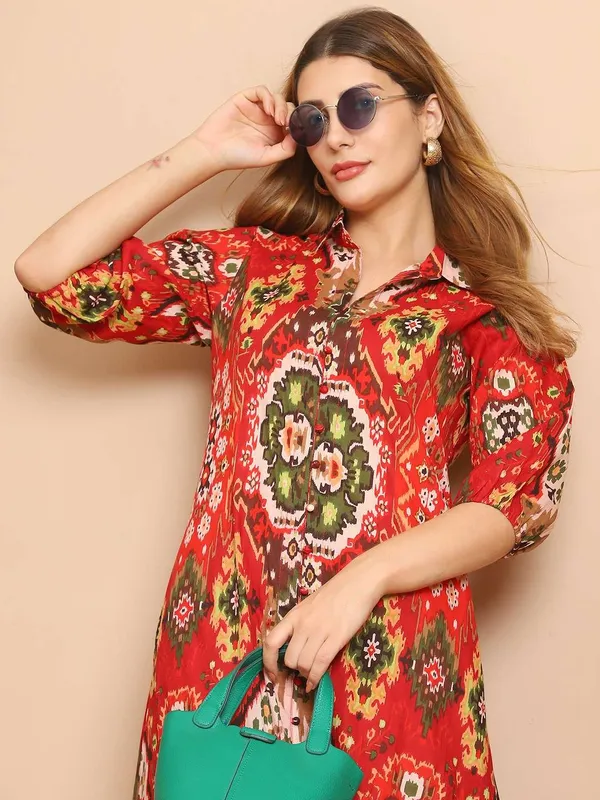 Women_S_Pure_Cotton_Printed_Collared_Top_And_Pant_Co_Ord_Set_Multti_Color4