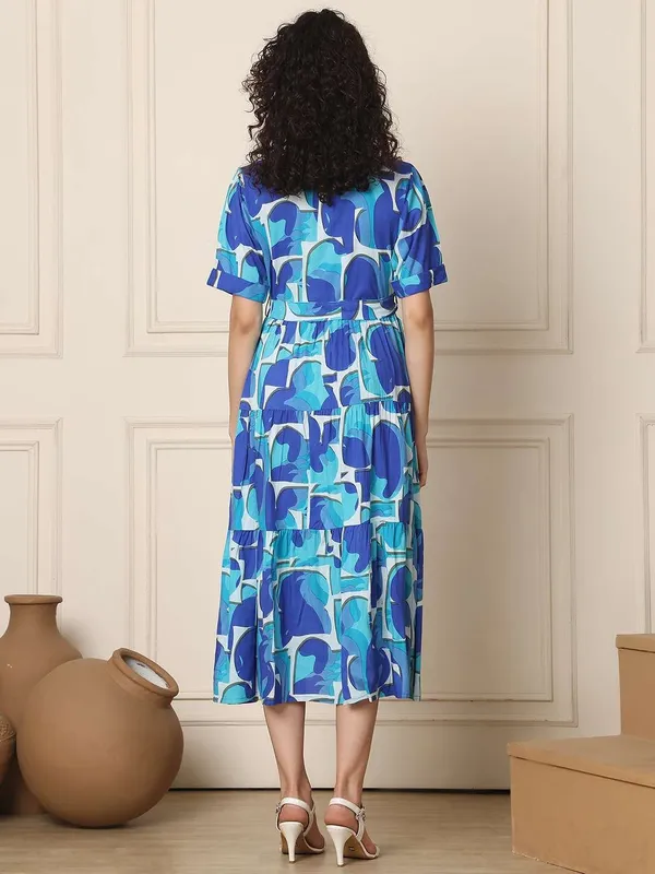 Women_S_Cotton_Printed_A_Line_Midi_Dress_Short_Sleeve_Flared_Gown_Dress_Navy_Blue