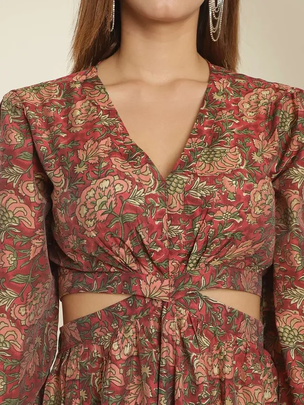 Women_S_Silk_Printed_V_Neck_Long_Bell_Sleeves_Tiered_Maxi_Dress_Gown_Dark_Maroon