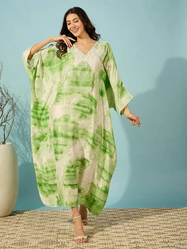 Women_S_Cotton_Tie_Dye_Print_Flowing_Bell_Sleeves_Full_Length_Kaftan_Drees_Casual_Beach_Wear_Green