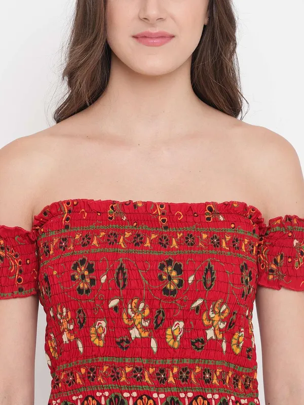 Women_S_Rayon_Printed_Off_Shoulder_Smocked_Crop_Top_Short_Sleeve_Casual_Styles_Tank_Top_Free_Size_Multi6