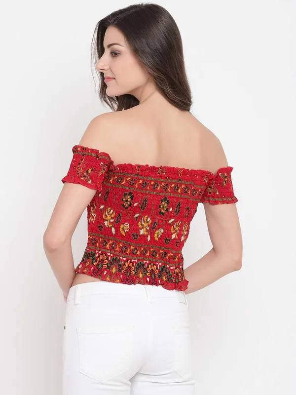 Women_S_Rayon_Printed_Off_Shoulder_Smocked_Crop_Top_Short_Sleeve_Casual_Styles_Tank_Top_Free_Size_Multi6