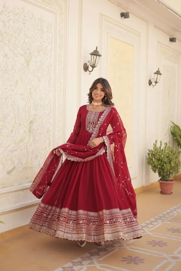 Maroon_Faux_Blooming_Sequins_Embroidered_Gown_With_Matching_Dupatta_Festive_Party_Wear_2024