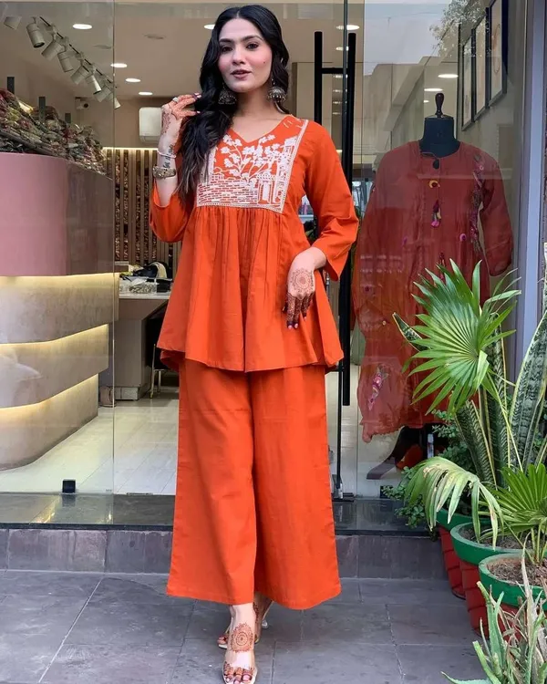 Women_S_Cotton_Embroidered_Flared_Kurta_With_Pant_Set