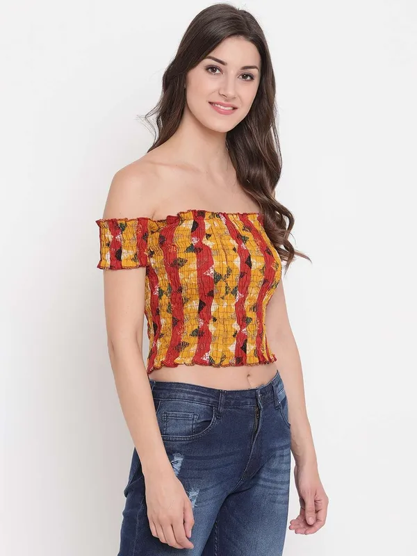Women_S_Rayon_Printed_Off_Shoulder_Smocked_Crop_Top_Short_Sleeve_Casual_Styles_Tank_Top_Free_Size_Multi39