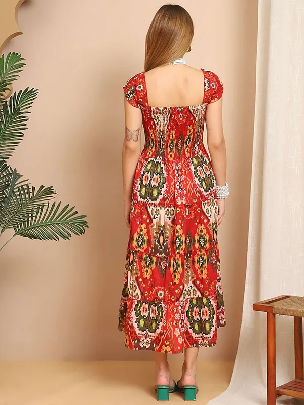 Women_S_Viscos_Rayon_Printed_Off_Shoulder_Midi_Dress_For_Summer_And_Casual_Wear_Red
