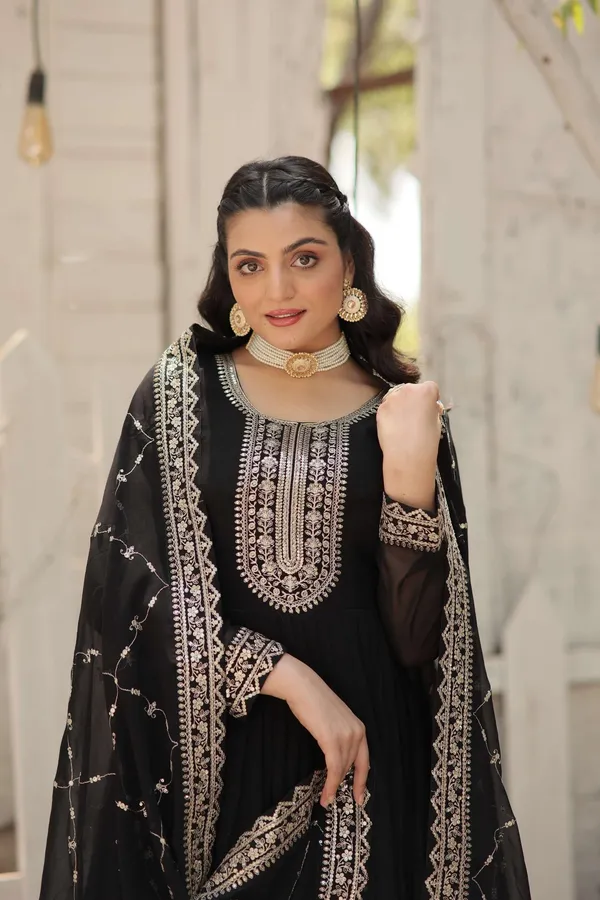 Black_Faux_Blooming_Sequins_Embroidered_Gown_With_Matching_Dupatta_Festive_Party_Wear_2024