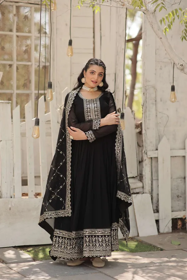 Black_Faux_Blooming_Sequins_Embroidered_Gown_With_Matching_Dupatta_Festive_Party_Wear_2024