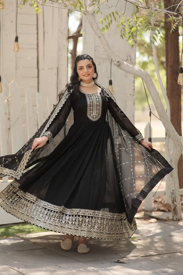 Black_Faux_Blooming_Sequins_Embroidered_Gown_With_Matching_Dupatta_Festive_Party_Wear_2024