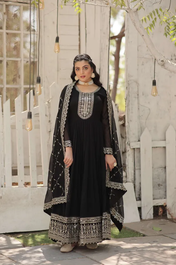 Black_Faux_Blooming_Sequins_Embroidered_Gown_With_Matching_Dupatta_Festive_Party_Wear_2024