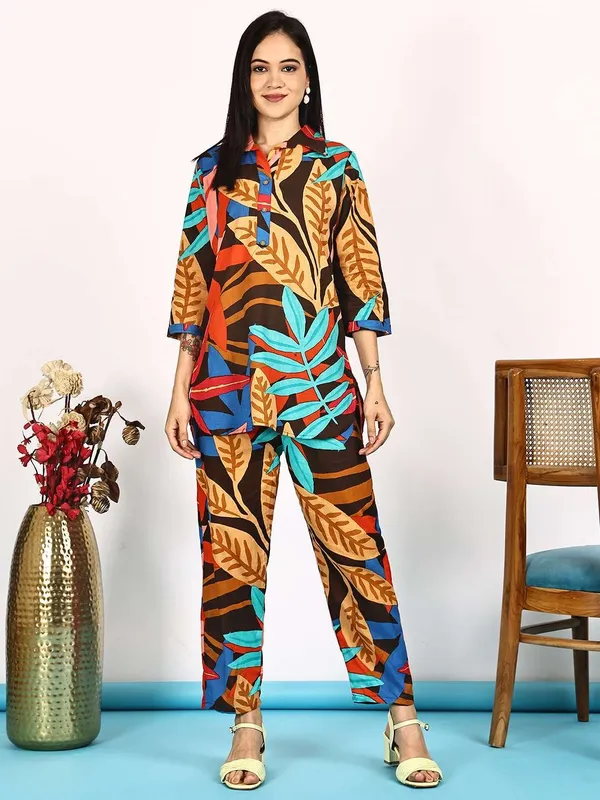 Women_S_Pure_Cotton_Printed_Collared_Top_And_Pant_Co_Ord_Set_Multti_Color1