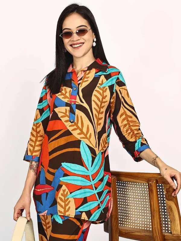 Women_S_Pure_Cotton_Printed_Collared_Top_And_Pant_Co_Ord_Set_Multti_Color1