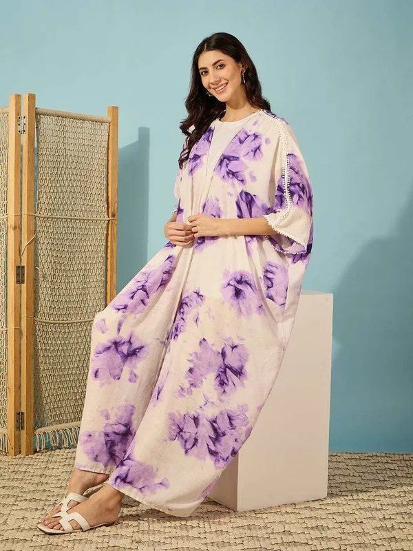 Women_S_Cotton_Tie_Dye_Print_Full_Length_Kaftan_Drees_Beach_Cover_Up_Spring_Casual_Wear_Brown