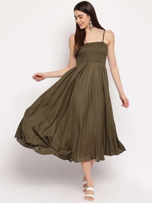 Women_S_Viscose_Rayon_Solid_Shoulder_Straps_Sleeveless_Flared_Gown_Drees_Olive_Green