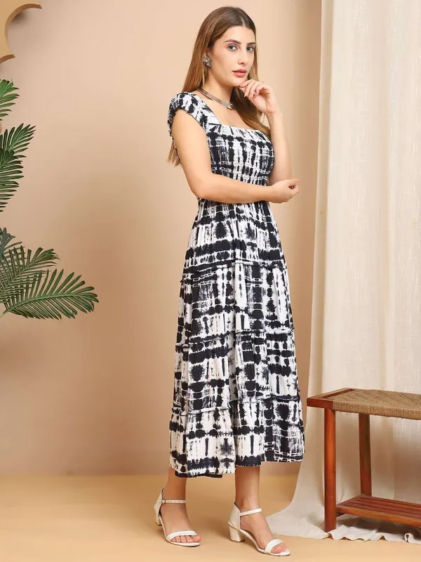 Women_S_Viscos_Rayon_Printed_Off_Shoulder_Midi_Dress_For_Summer_And_Casual_Wear_Black_White