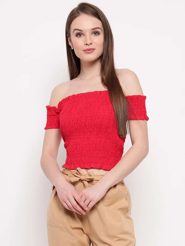 Women_S_Rayon_Solid_Off_Shoulder_Smocked_Crop_Top_Short_Sleeve_Casual_Styles_Tank_Top_Free_Size_Multi28